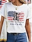 お買い得  レディースＴシャツ-女性用 Tシャツ コットン１００％ 国旗 プリント カジュアル 週末 ファッション ベーシック 半袖 クルーネック ホワイト 夏