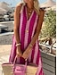 Χαμηλού Κόστους Print Φορέματα-Γυναικεία Φύλλο Σκίσιμο Στάμπα Λαιμός Μακρύ Φόρεμα Μάξι Φόρεμα Μπόχο Πάρτι Ημερομηνία Αμάνικο Καλοκαίρι Άνοιξη
