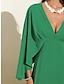 preiswerte Partykleid-Damen-Hochzeitsgastkleid, Maxi, grün, V-Ausschnitt, Fledermausärmel, Cape-Design