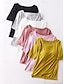 Χαμηλού Κόστους Γυναικεία Μπλουζάκια και Παντελόνια Ύπνου-Γυναικεία Πυτζάμες Μπλουζάκια (Tops) Μονόχρωμες Απλός Ανατομικό Σπίτι Καθημερινά Κρεβάτι Μοντάλ Αναπνέει Στρογγυλή Ψηλή Λαιμόκοψη Μισό μανίκι Μπλουζάκι Επιθέματα στο στήθος Καλοκαίρι Μαύρο Λευκό