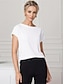 ieftine Bluze simple pentru femei-Pentru femei Cămașă Bluză 100% Bumbac Simplu Casual De Bază Clasic Manșon scurt Stil Nautic Alb Vară
