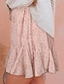 cheap Mini Skirt-Women&#039;s Skirt A Line Swing Mini High Waist Skirts Ruffle Drawstring Print Floral Daily Holiday Summer Polyester Fashion Bohemian Casual Pink Blue