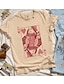 billige T-skjorter til kvinner-Dame T skjorte Bomull Queen of Hearts Shirt Mothers Day Gift Valentine TShirt Retro Boho Vintage Graphic Tee Alice in Wonderland Feminist Shirt Hjerte Bokstaver Trykt mønster Valentinsdag Ferie Mote