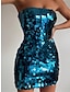 cheap Party Dresses-Women&#039;s Sequin Dress Party Dress Cocktail Dress Sequins Shimmer Strapless Sleeveless Mini Dress Birthday Vacation Blue Gold Summer Spring