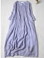 cheap Design Cotton &amp; Linen Dresses-Women&#039;s Casual Dress Cotton Summer Dress Midi Dress Linen Pocket Basic Daily Crew Neck 3/4 Length Sleeve Summer Spring White Pink Plain