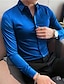baratos camisas masculinas casuais-Homens Camisa Social Blusa de cetim camisa de botão Camisa casual Preto Branco Vinho Azul Marinha Verde Manga Longa Tecido Lapela Diário Férias Roupa Cetim Moda Casual Confortável