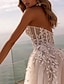 Χαμηλού Κόστους Νυφικά Φορέματα-Παραλία / Προορισμός Ανοικτή Πλάτη Επίσημο Φορεματα για γαμο Βραδινή τουαλέτα Καρδιά Αμάνικο Ουρά Τούλι Νυφικά φορέματα Με Διακοσμητικά Επιράμματα Μονόχρωμη 2024