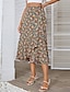 Χαμηλού Κόστους Φούστες MIDI-Γυναικεία Φούστα Γραμμή Α Τυλίξτε τη φούστα Βοημία Μίντι Ψηλή Μέση Φούστες Με Βολάν Λουλουδάτο Στάμπα Φλοράλ Καθημερινά Σαββατοκύριακο Καλοκαίρι Πολυεστέρας Μοντέρνα Καθημερινό Μπόχο Κρασί Βαθυγάλαζο