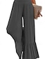 abordables Pantalones de mujer-Mujer Llamarada Pantalones de lino Sabana de algodon Perneras anchas Longitud total Negro Primavera verano