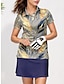 billiga Designerkollektion-Dam Vandringspolotröja Marinblå Kortärmad Solskydd Överdelar Löv Golfkläder för damer Kläder Outfits Bär kläder