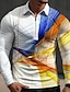 cheap Men&#039;s 3D Zipper Polo-Linear Men&#039;s Business Casual 3D Printed Polo Shirt Zip Polo Outdoor Daily Streetwear Polyester Long Sleeve Turndown Zip Polo Shirts Yellow Red Spring S M L Micro-elastic Lapel Polo