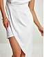 זול שמלת מסיבה-שמלת קוקטייל לנשים באורך הברך לבנה חצי רשמי גב פתוח אסימטרית שמלת קיץ