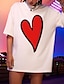 baratos T-Shirts de mulher-Mulheres Camiseta Coração Imprimir Feriado Para Noite Moda Manga Curta Decote Redondo Branco Primavera Verão
