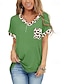 billige T-skjorter til kvinner-Dame T skjorte Leopard Daglig Helg Lomme Trykt mønster Svart Kortermet Mote V-hals Vår sommer