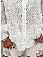 preiswerte Basic-Damenoberteile-Damen Bluse Öse oben Baumwolle Glatt Taste Ausgehen Strand Modisch Brautkleider schlicht Laternenärmel Langarm V Ausschnitt Weiß Frühling