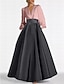 Χαμηλού Κόστους Βραδινά Φορέματα-Γραμμή Α Βραδινά φορέματα Κομψό Φόρεμα Επίσημο Επισκέπτης γάμου Μακρύ Μακρυμάνικο Λαιμόκοψη V Σατέν με Πιασίματα 2024