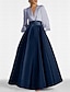 voordelige Avondjurken-A-lijn bruiloftsgastjurk elegante zwarte stropdas jurk formeel elegant vloerlengte lange mouw v-hals satijn met ruches 2024