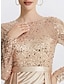 cheap Evening Dresses-Mermaid / Trumpet Evening Gown Elegant Dress Formal Prom Floor Length Long Sleeve Jewel Neck Sequined with Glitter Sequin 2024