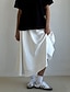 abordables Faldas maxi-Mujer Falda Columpio Falda larga Maxi Alta cintura Faldas Color sólido Calle Diario Verano Satén Elegante Moda Negro Blanco Caqui