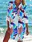 preiswerte Blusen und Hemden für Damen-Hawaiihemd Damen Hemd Bluse Graphic Casual Festtage Strand Taste Bedruckt Gelb Langarm Modisch Hawaiianisch Hemdkragen Frühling &amp; Herbst