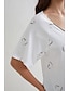 preiswerte T-Shirts für Damen-Damen T Shirt Herz Bedruckt Viertel Postleitzahl Ausgehen Modisch Kurzarm V Ausschnitt Weiß Frühling Sommer