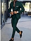 ieftine Costume-costume de bal pentru bărbați negru verde costume pentru petrecere de nuntă colorate uni 2 piese la modă pentru petrecere, croială, pe un singur piept, cu un singur buton 2024