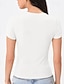 preiswerte Basic-Damenoberteile-T Shirt Damen Schwarz Weiß Dunkelgray Feste Farbe Sexy Strasse Täglich Modisch Rundhalsausschnitt S