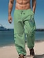 cheap Linen Pants-Men&#039;s Animal Turtle Linen Pants Pants Trousers Baggy Pants Mid Waist Hawaiian Casual Outdoor Daily Wear Streetwear Elastic Drawstring Design Fall &amp; Winter White Blue Green