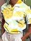 baratos camisas pólo masculinas gola cubana-Limão Geometria Homens Recorrer 3D Imprimir Camiseta Polo pólo de golfe Ao ar livre Roupa Diária Streetwear Camisa Pólo Piquê Manga Curta colar cubano Camisas polo Branco Amarelo Verão S M L