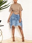 cheap Mini Skirt-Women&#039;s Skirt Denim Midi Skirt Mini High Waist Skirts Tassel Fringe Pocket Ripped Solid Colored Street Going out Summer Denim Fashion Casual Blue