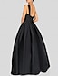 Χαμηλού Κόστους Φορέματα Χορού Αποφοίτησης-Γραμμή Α Φορέματα χορού Μικρό Μαύρο Φόρεμα Φόρεμα Επίσημο Χοροεσπερίδα Μακρύ Αμάνικο Ένας Ώμος Σατέν με Πιασίματα 2024