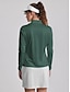 preiswerte Designer-Kollektion-Damen poloshirt Grün Langarm Sonnenschutz Shirt Plaid Herbst Winter Damen-Golfkleidung, Kleidung, Outfits, Kleidung