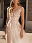 Χαμηλού Κόστους Νυφικά Φορέματα-Παραλία / Προορισμός Μπόχο Φορεματα για γαμο Γραμμή Α Χαμόγελο Αμάνικο Μακρύ Οργάντζα Νυφικά φορέματα Με Λουλούδι Μονόχρωμη 2024