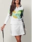 preiswerte Designer-Kollektion-Damen poloshirt Weiß Langarm Shirt Blatt Damen-Golfkleidung, Kleidung, Outfits, Kleidung