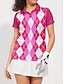 baratos Coleção de designers-Mulheres Camisa polo de caminhada Rosa claro Verde Manga Curta Proteção Solar Blusas Xadrez Roupas femininas de golfe, roupas, roupas, roupas