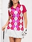 baratos Coleção de designers-Mulheres Camisa polo de caminhada Rosa claro Verde Manga Curta Proteção Solar Blusas Xadrez Roupas femininas de golfe, roupas, roupas, roupas