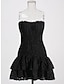Χαμηλού Κόστους Print Φορέματα-Γυναικεία Καθημερινό φόρεμα Εφαρμοστό Φλοράλ Με Βολάν Πολυεπίπεδο Στράπλες Μίνι φόρεμα Χαβανέζα Σέξι Ημερομηνία Διακοπές Αμάνικο Καλοκαίρι