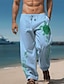 Χαμηλού Κόστους Ανδρικό βαμβακερό λινό παντελόνι-ζώο χελώνα Χαβάης casual ανδρικό ελαστικό σχέδιο παντελόνι με κορδόνι παντελόνι ίσιο παντελόνι παντελόνι εξωτερικού χώρου καθημερινά ρούχα streetwear 20% λινό παντελόνι ελαστικότητας στη μέση