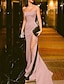 Χαμηλού Κόστους Βραδινά Φορέματα-Γοργόνα φόρεμα για πάρτι βραδινό φόρεμα έγχρωμο μπλοκ φόρεμα αρραβώνων επίσημο βραδινό δικαστήριο τρένο αμάνικο στράπλες σατέν με σκίσιμο 2024