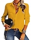 preiswerte Basic-Damenoberteile-Hemd Bluse Damen Schwarz Weiß Gelb Feste Farbe Taste Strasse Täglich Modisch Hemdkragen Regular Fit S
