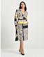 billige uformell kjole med trykk-sateng avslappet midikjole i leopardmønster med v-hals