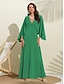abordables vestido de fiesta-Vestido de invitada de boda para mujer maxi verde con cuello en V y manga dolman con diseño de capa