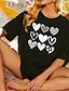 voordelige Dames T-shirts-Dames T-shirt Hart Afdrukken Feestdagen Uitgaan Modieus Korte mouw Ronde hals Zwart Lente zomer