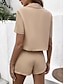 ieftine Bluze simple pentru femei-A stabilit Pentru femei Kaki Culoare solidă 2 bucăți Stradă Zilnic Modă Guler Cămașă Fit regulat S