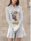 billiga Designerkollektion-Dam Vandringspolotröja Vit+Himmelsblå Långärmad Solskydd Överdelar Höst Vinter Golfkläder för damer Kläder Outfits Bär kläder
