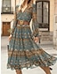 cheap Print Dresses-Women&#039;s A Line Dress Print V Neck Midi Dress Ethnic Daily Vacation Long Sleeve Spring Fall