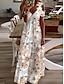 cheap Print Dresses-Women&#039;s Casual Dress A Line Dress Ombre Floral Cut Out Print V Neck Maxi long Dress Casual Daily Short Sleeve Summer Spring