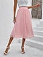 cheap Chiffon Skirts-Women&#039;s Skirt Swing Knee-length High Waist Skirts Pleated Solid Colored Daily Date Summer Chiffon Elegant Fashion Casual Pink