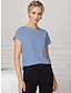 ieftine Bluze simple pentru femei-Pentru femei Cămașă Bluză 100% Bumbac Simplu Casual De Bază Clasic Manșon scurt Stil Nautic Alb Vară
