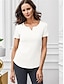 cheap Basic Women&#039;s Tops-Women&#039;s Shirt Blouse 100% Cotton Plain Casual Basic Classic Short Sleeve Crew Neck White Summer